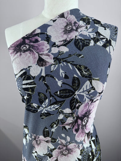 Textured Knit - Ash Floral - 150cm