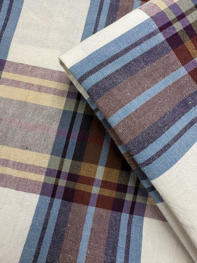 Pure Linen Check - Midnight Orchard - 152cm