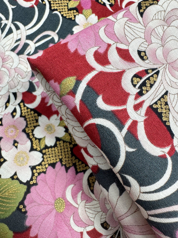 Japanese Printed Cotton - Chrysanthemum - 112cm