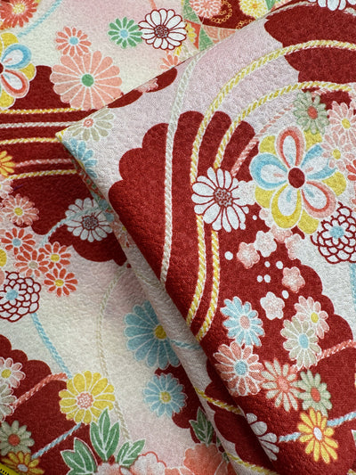 Japanese Printed Cotton - Textured Crane Garden - 112cm