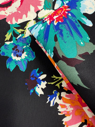 Cotton Sateen - Black Multi Floral - 145cm